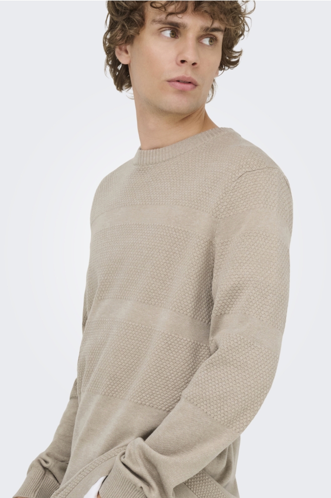 ONSMALIK REG 12 PINAPLE CREW KNIT N 22033298 SILVER LINING